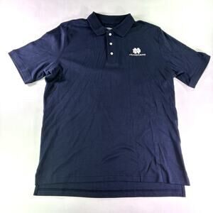 Lands' End Notre Dame Mens Polo Shirt Navy Blue Collared Short Sleeve Uniform